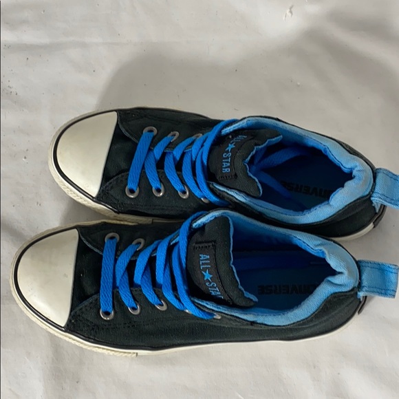 Converse all star low tops black blue junior Sz 2 - Picture 6 of 9
